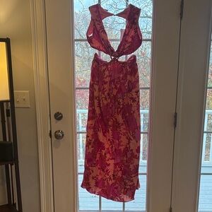 Floral Pink and Red Women's Dress